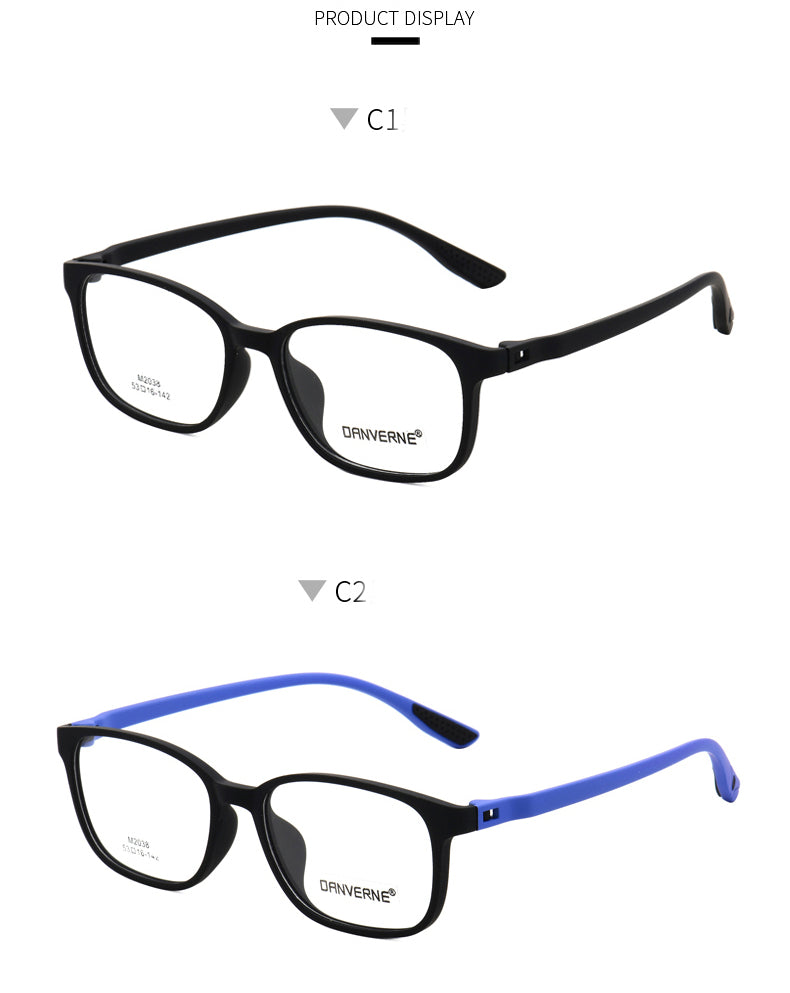 Zirosat Unisex Full Rim Square Ultem Frame Eyeglasses M2038 Full Rim Zirosat