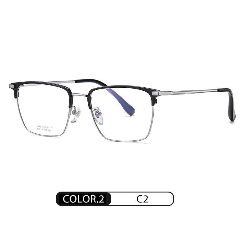 Hotochki Men's Full Rim Square Titanium Frame Eyeglasses Yj2037 Full Rim Hotochki C2