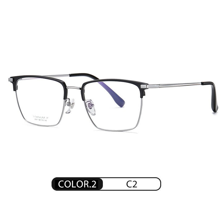Hotochki Men's Full Rim Square Titanium Frame Eyeglasses Yj2037 Full Rim Hotochki C2
