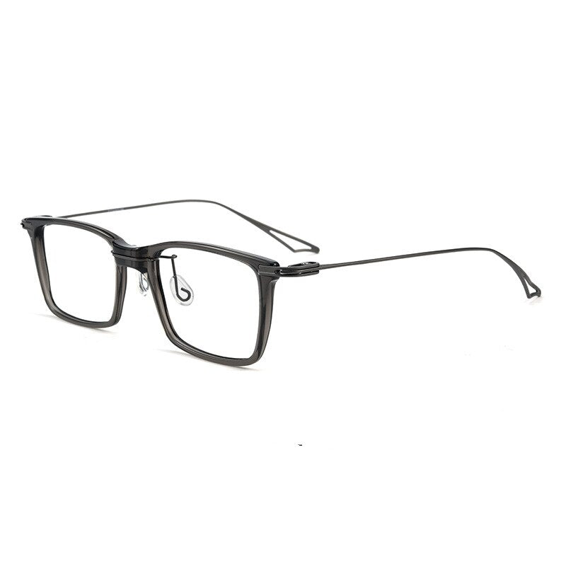 Yimaruili Unisex Full Rim Square Acetate Titanium Eyeglasses 1128 Full Rim Yimaruili Eyeglasses Transparent Gray