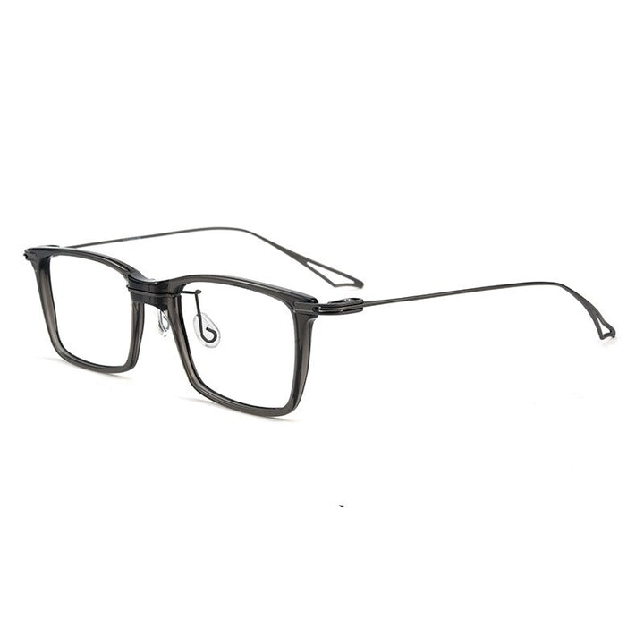 Yimaruili Unisex Full Rim Square Acetate Titanium Eyeglasses 1128 Full Rim Yimaruili Eyeglasses Transparent Gray