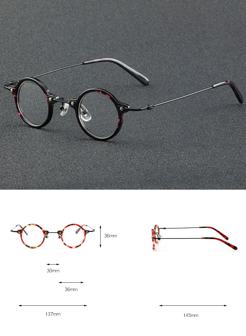 CCspace Unisex Full Rim Small Round Acetate Titanium Eyeglasses 55324 Full Rim CCspace
