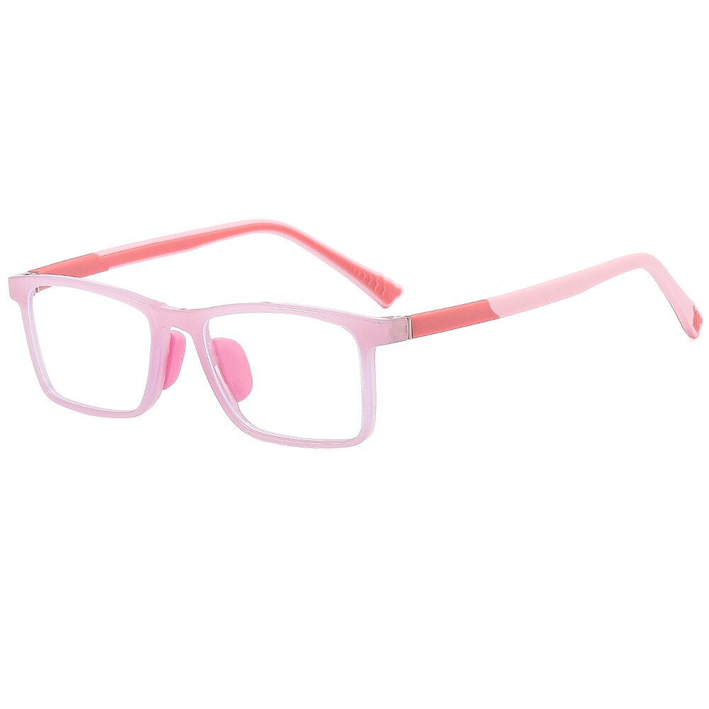 CCspace Unisex Youth Full Rim Square Silicone Eyeglasses 54670 Full Rim CCspace Pink China