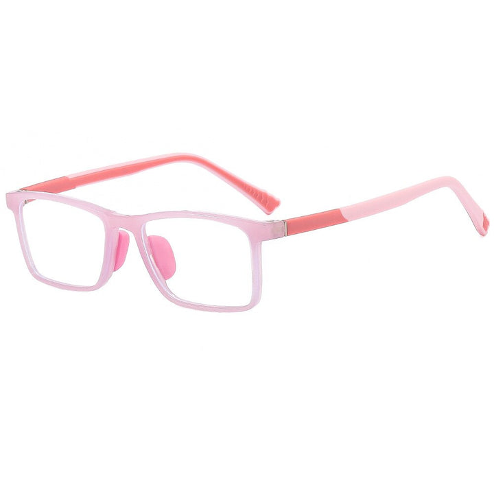 CCspace Unisex Youth Full Rim Square Silicone Eyeglasses 54670 Full Rim CCspace Pink China