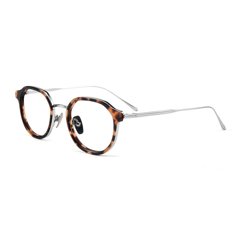 CCspace Unisex Full Rim Square Cat Eye Acetate Titanium Eyeglasses 55740 Full Rim CCspace Leopard China