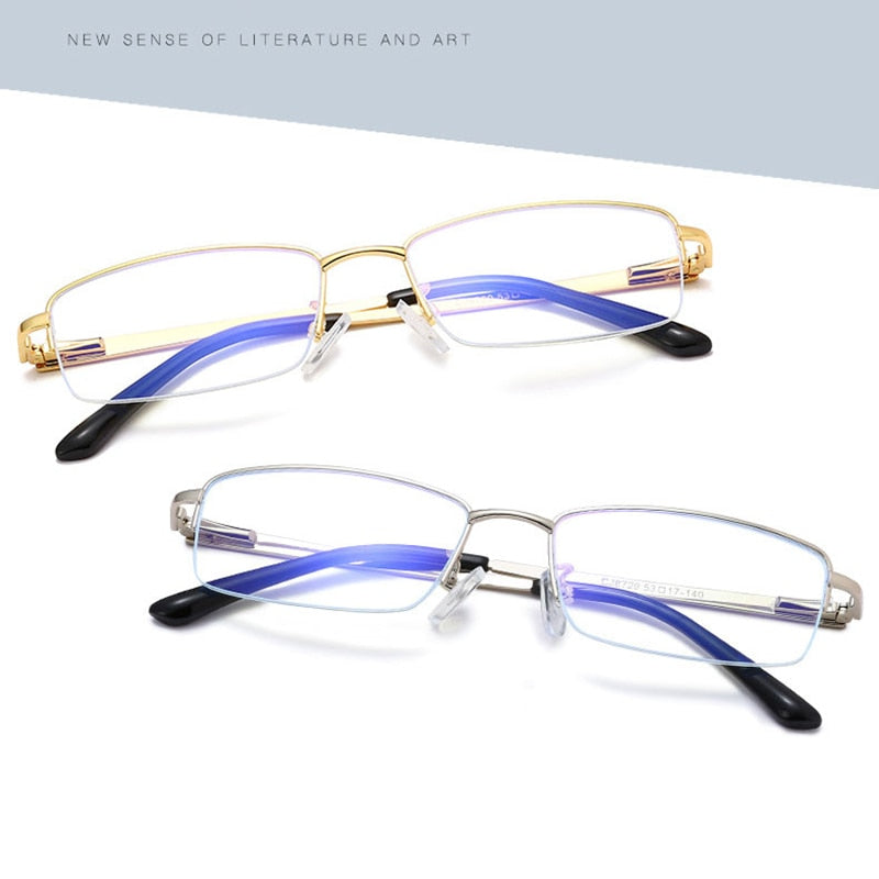 Handoer Unisex Semi Rim Rectangle Alloy Eyeglasses Semi Rim Handoer