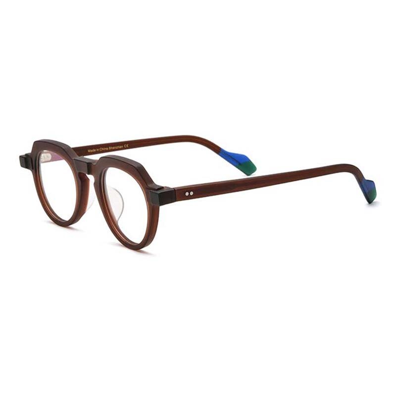 CCspace Unisex Full Rim Irregular Round Acetate Eyeglasses 54702 Full Rim CCspace Matte brown China