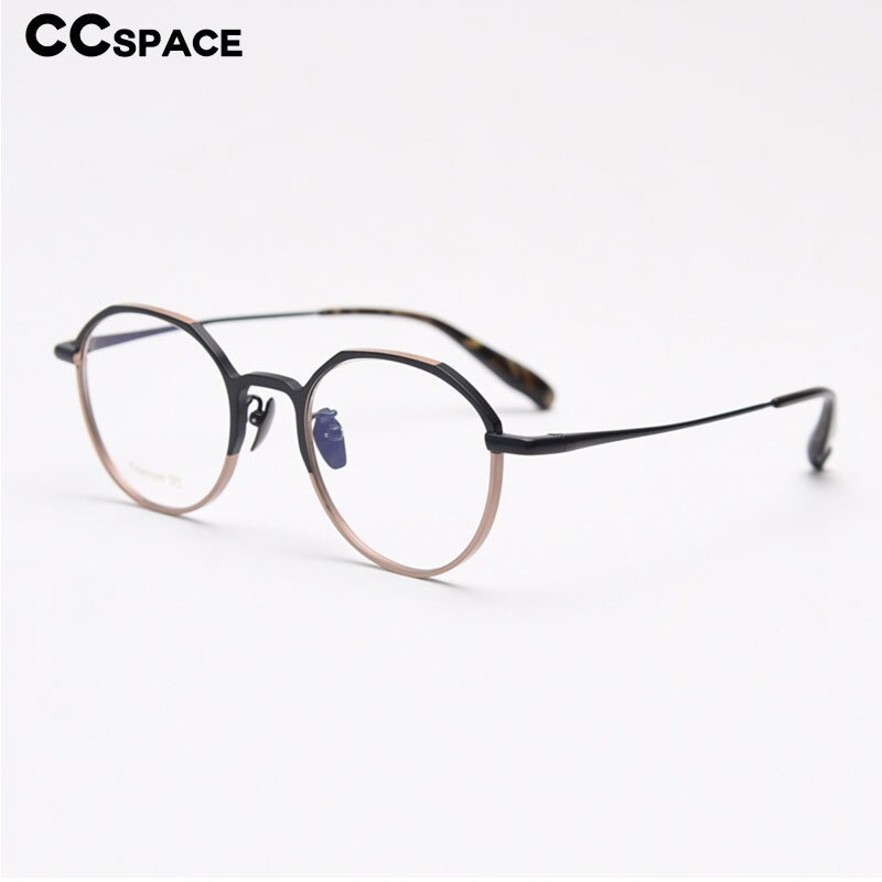 CCspace Unisex Full Rim Round Titanium Eyeglasses 55458 Full Rim CCspace