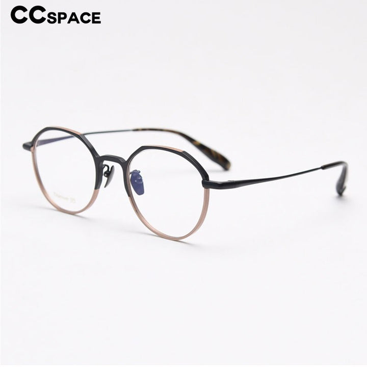 CCspace Unisex Full Rim Round Titanium Eyeglasses 55458 Full Rim CCspace