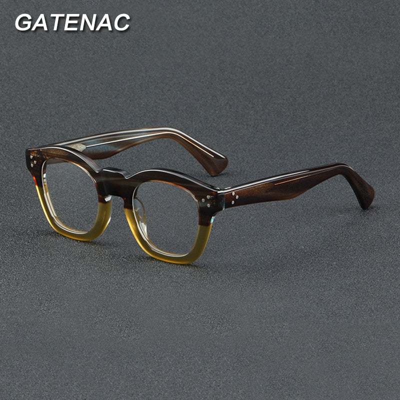 Gatenac Unisex Full Rim Square Acetate Eyeglasses Gxyj931 Full Rim Gatenac