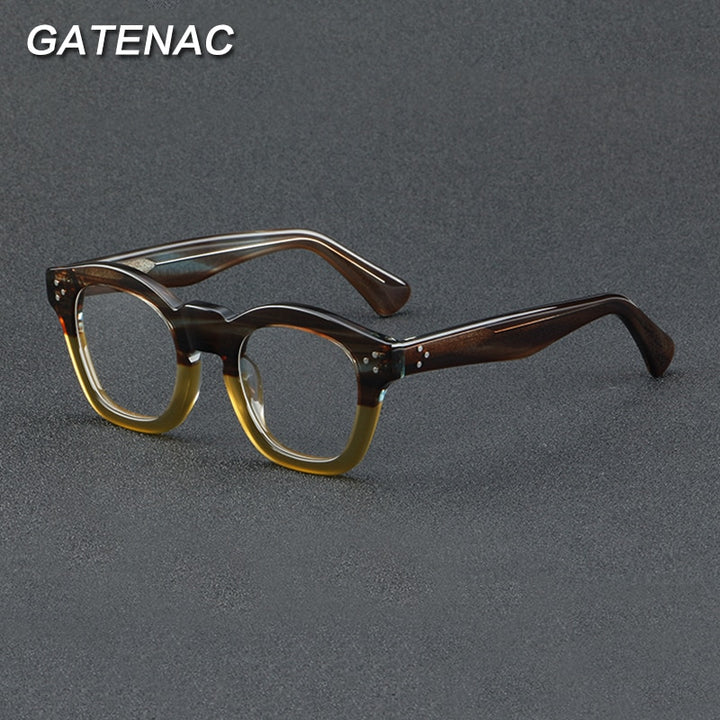 Gatenac Unisex Full Rim Square Acetate Eyeglasses Gxyj931 Full Rim Gatenac