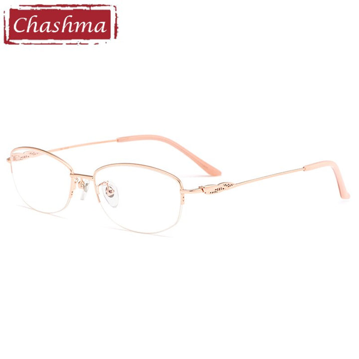 Chashma Ottica Women's Semi Rim Oval Titanium Eyeglasses 0661 Semi Rim Chashma Ottica Rose Gold