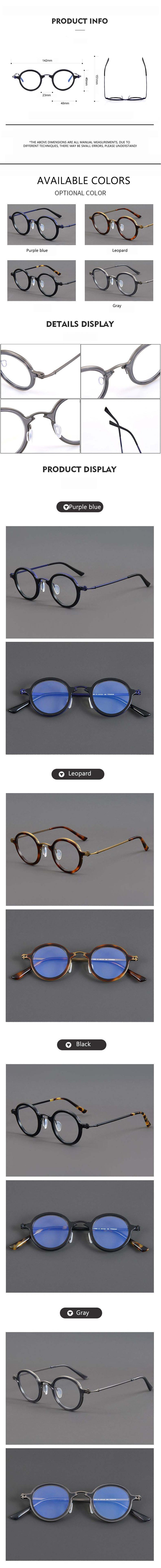 CCspace Unisex Full Rim Irregular Round Acetate Titanium Eyeglasses 54698 Full Rim CCspace