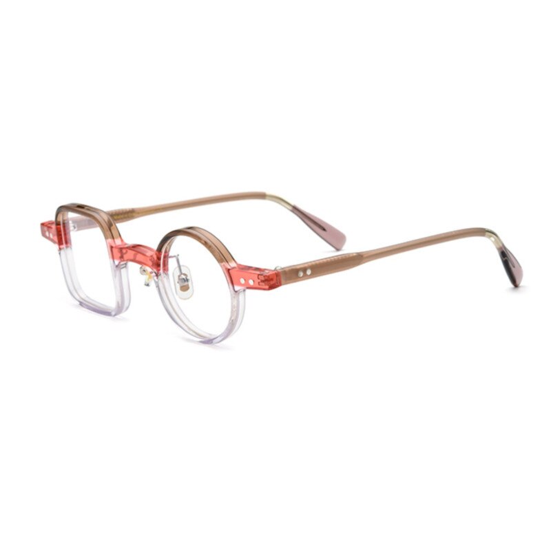 CCspace Unisex Full Rim Irregular Square Round Acetate Eyeglasses 53329 Full Rim CCspace brown-pink China