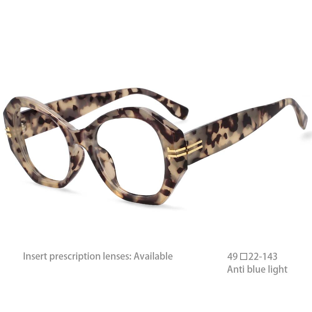 CCspace Unisex Oversized Round Resin Alloy Rivet Frame Eyeglasses 54432 Full Rim CCspace China Douhua