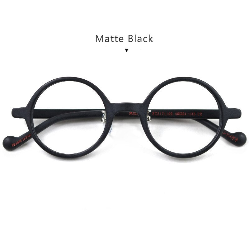 Hdcrafter Unisex Full Rim Round Acetate Eyeglasses Pt2171109 Full Rim Hdcrafter Eyeglasses Matte Black