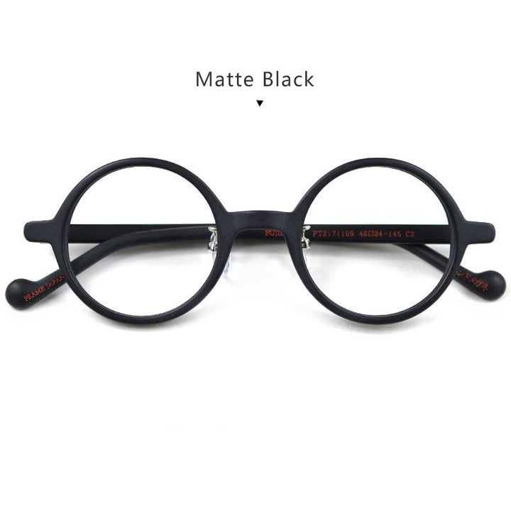 Hdcrafter Unisex Full Rim Round Acetate Eyeglasses Pt2171109 Full Rim Hdcrafter Eyeglasses Matte Black
