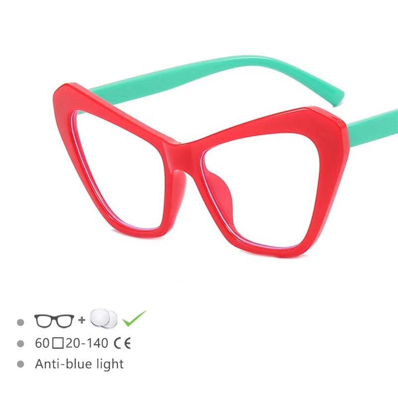 CCspace Women's Full Rim Oversized Cat Eye Acetate Frame Eyeglasses 54494 Full Rim CCspace Red China
