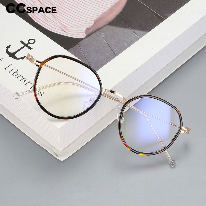 CCspace Unisex Full Rim Irregular Round Tr 90 Titanium Eyeglasses 53262 Full Rim CCspace