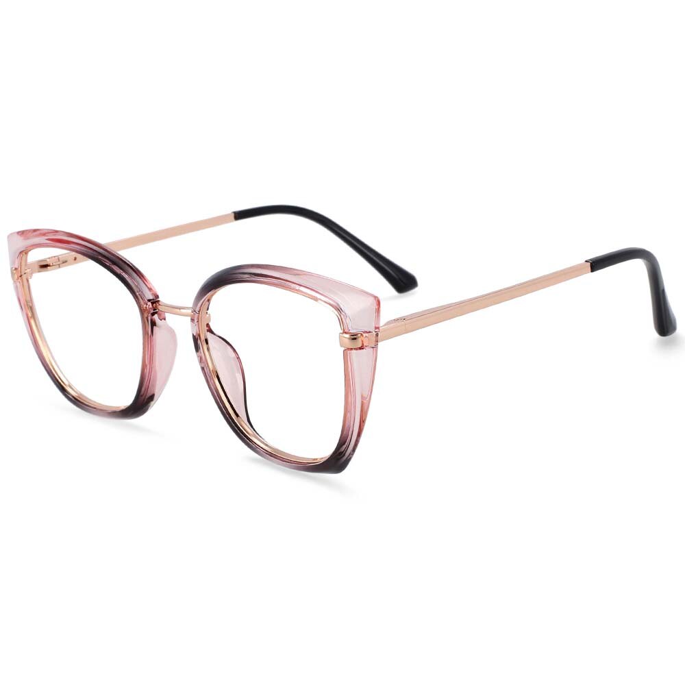 CCspace Unisex Full Rim Square Cat Eye Tr 90 Titanium Frame Eyeglasses 54238 Full Rim CCspace Gray pink