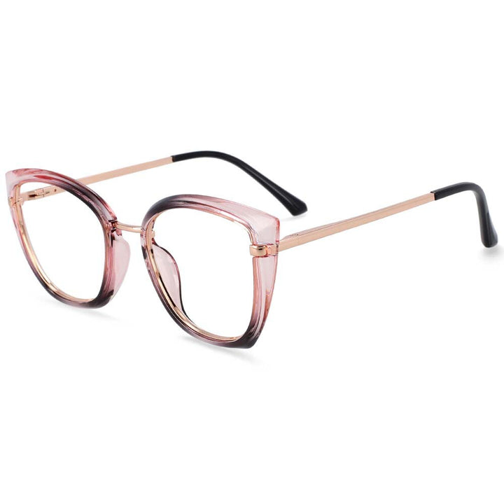 CCspace Unisex Full Rim Square Cat Eye Tr 90 Titanium Frame Eyeglasses 54238 Full Rim CCspace Gray pink