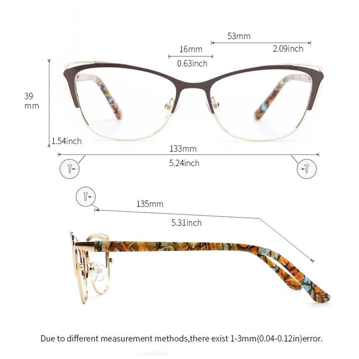 Kansept Women's Full Rim Cat Eye Stainless Steel Acetate Reading Glasses 8805 Reading Glasses Kansept