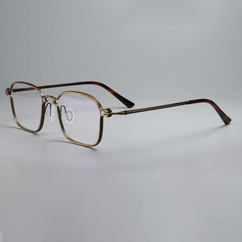 CCspace Unisex Full Rim Square Handcrafted Titanium Eyeglasses 54708 Full Rim CCspace China Bronze