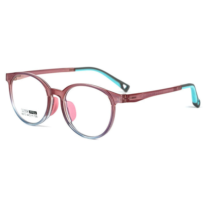 Yimaruili Children's Unisex Full Rim Round Ultem Eyeglasses 8210S Full Rim Yimaruili Eyeglasses Pink Gradient Blue