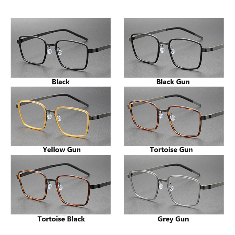 Oveliness Unisex Full Rim Square Screwless Acetate Titanium Eyeglasses 9754 Full Rim Oveliness