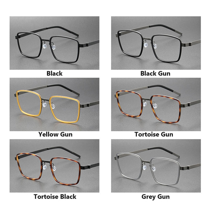 Oveliness Unisex Full Rim Square Screwless Acetate Titanium Eyeglasses 9754 Full Rim Oveliness