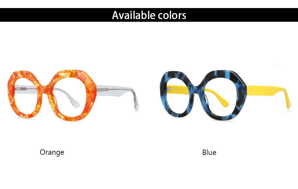 CCspace Women's Full Rim Oversized Round Acetate Frame Eyeglasses 54069 Full Rim CCspace