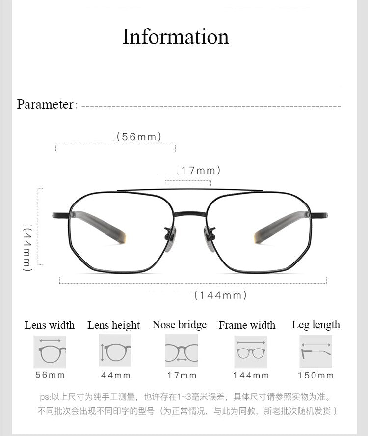 Bclear Unisex Full Rim Square Double Bridge Titanium Eyeglasses Bsf07518 Full Rim Bclear
