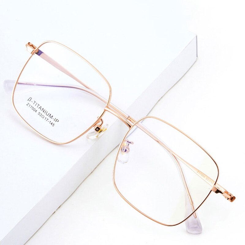 Handoer Unisex Full Rim Large Square Titanium Eyeglasses 17004 Full Rim Handoer