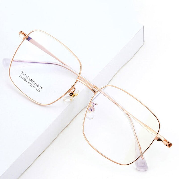 Handoer Unisex Full Rim Large Square Titanium Eyeglasses 17004 Full Rim Handoer