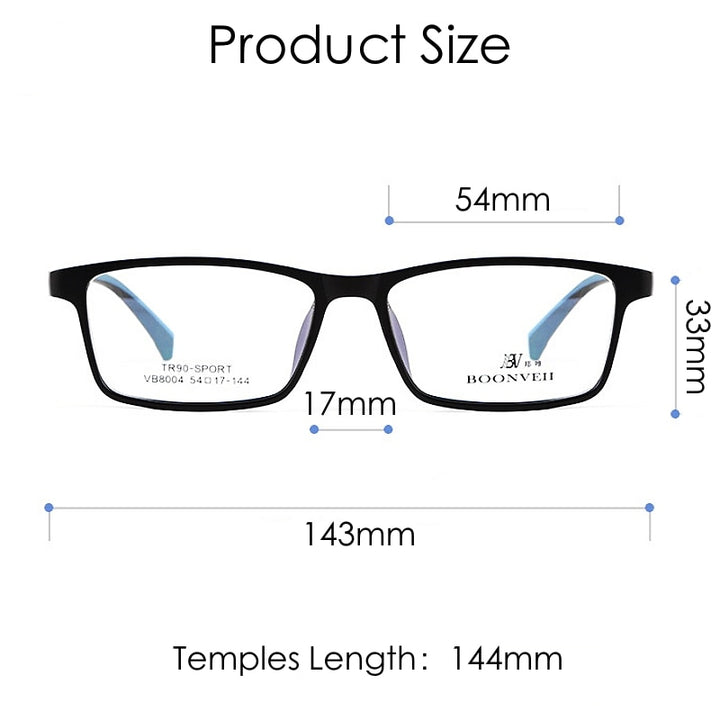 Yimaruili Unisex Full Rim Square Tr 90 Sport Eyeglasses Vb8004 Sport Eyewear Yimaruili Eyeglasses   