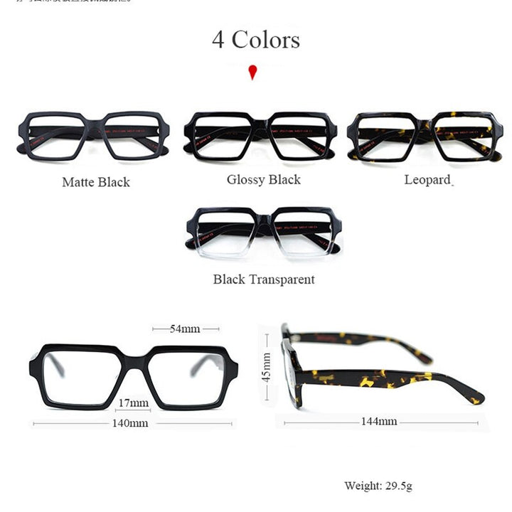 Hdcrafter Men's Full Rim Oversized Square Acetate Frame Eyeglasses Ft2171099 Full Rim Hdcrafter Eyeglasses
