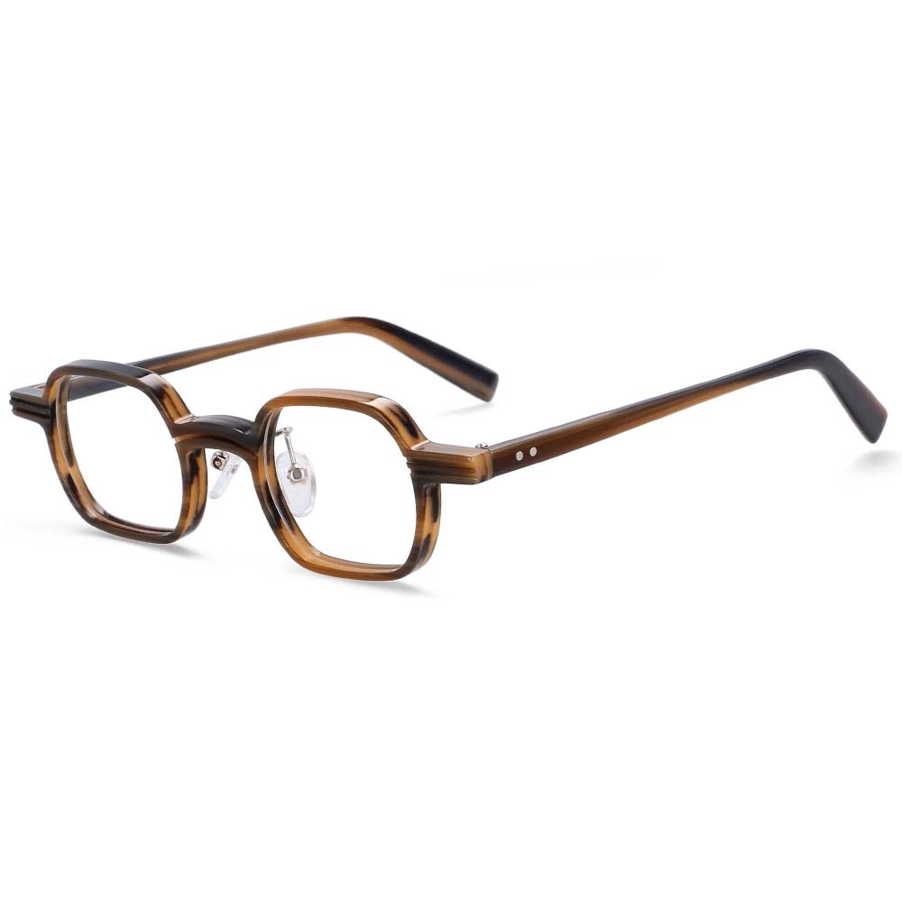 CCspace Unisex Full Rim Square Round Acetate Punk Frame Eyeglasses 54159 Full Rim CCspace Tea