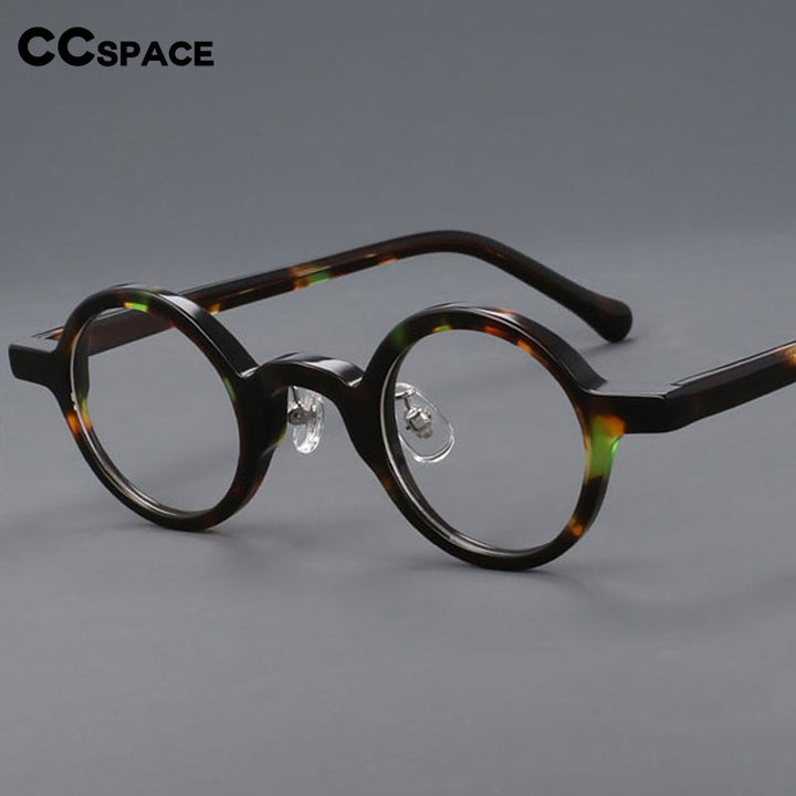 CCspace Unisex Full Rim Round Handcrafted Acetate Eyeglasses 55698 Full Rim CCspace
