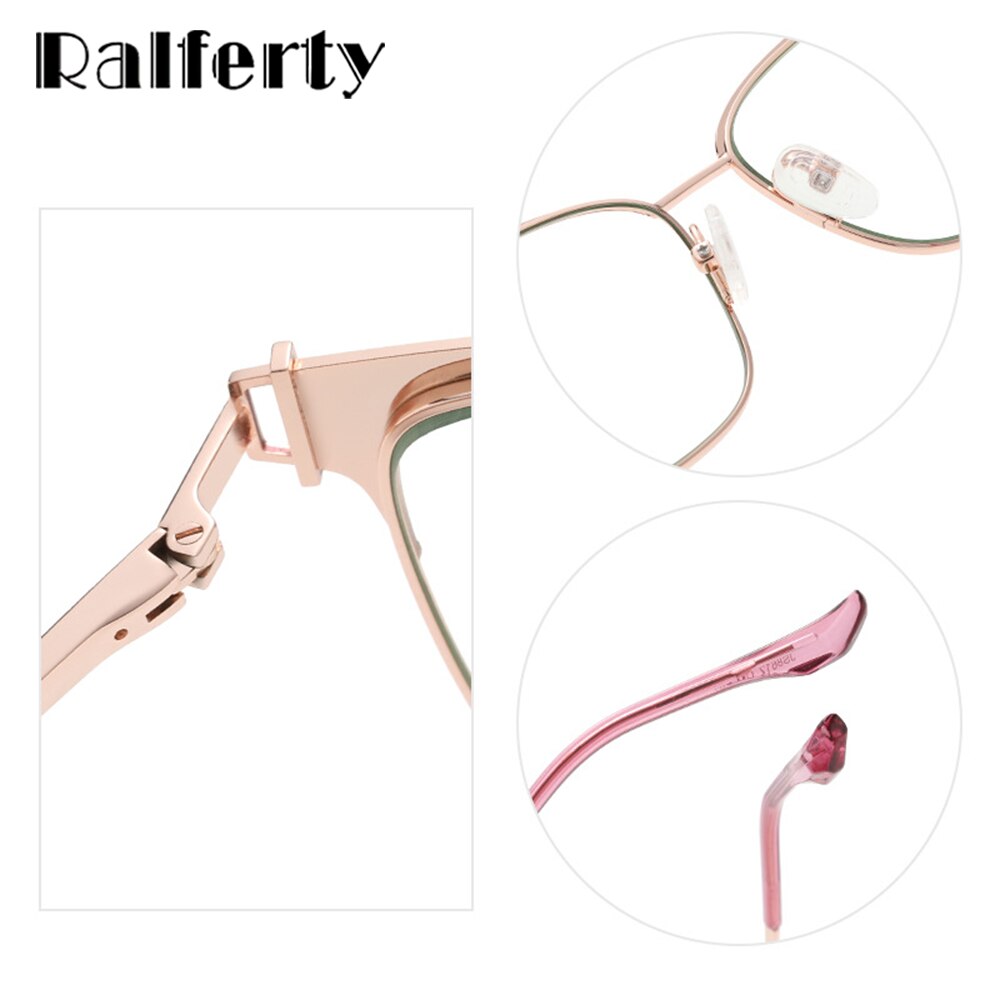 Ralferty Women's Full Rim Square Acetate Alloy Eyeglasses D8612 Full Rim Ralferty