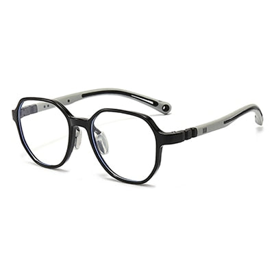 Ralferty Unisex Children's Full Rim Flat Top Round Tr 90 Acetate Silicone Eyeglasses M91032 Full Rim Ralferty C1 Black China