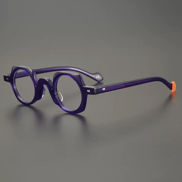 Gatenac Unisex Full Rim Small Round Square Acetate Eyeglasses Gxyj947 Full Rim Gatenac