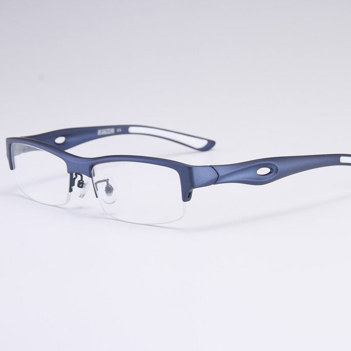 Bclear Men's Semi Rim Rectangle Tr 90 Sport Eyeglasses My1077 Semi Rim Bclear Blue white
