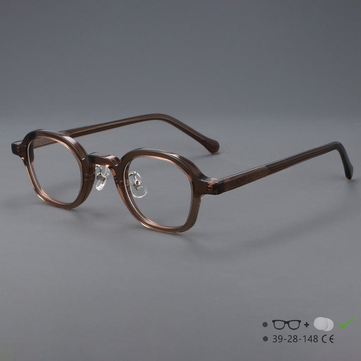 CCspace Unisex Full Rim Round Handcrafted Acetate Eyeglasses 55698 Full Rim CCspace Tea China