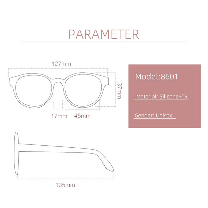 Gmei Unisex Children's Full Rim Round Rectangle Silicone TR90 Eyeglasses 8601 Full Rim Gmei Optical