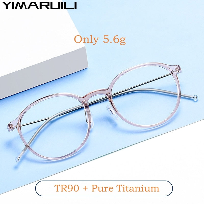 Yimaruili Unisex Full Rim Round Tr 90 Titanium Eyeglasses 5825M Full Rim Yimaruili Eyeglasses
