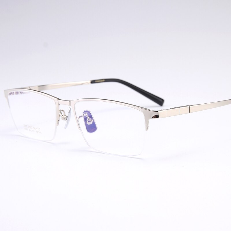 Bclear Men's Semi Rim Square Titanium Eyeglasses My91075 Semi Rim Bclear Silver