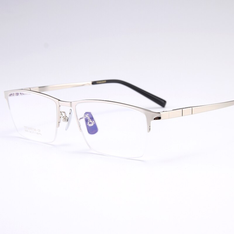 Bclear Men's Semi Rim Square Titanium Eyeglasses My91075 Semi Rim Bclear Silver  