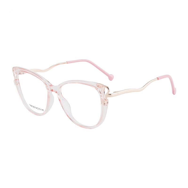 CCspace Women's Full Rim Square Cat Eye Acetate Titanium Eyeglasses 54391 Full Rim CCspace China Pink