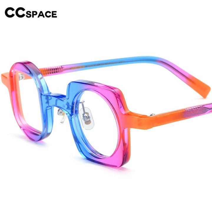 CCspace Unisex Full Rim Square Round Acetate Eyeglasses 55660 Full Rim CCspace