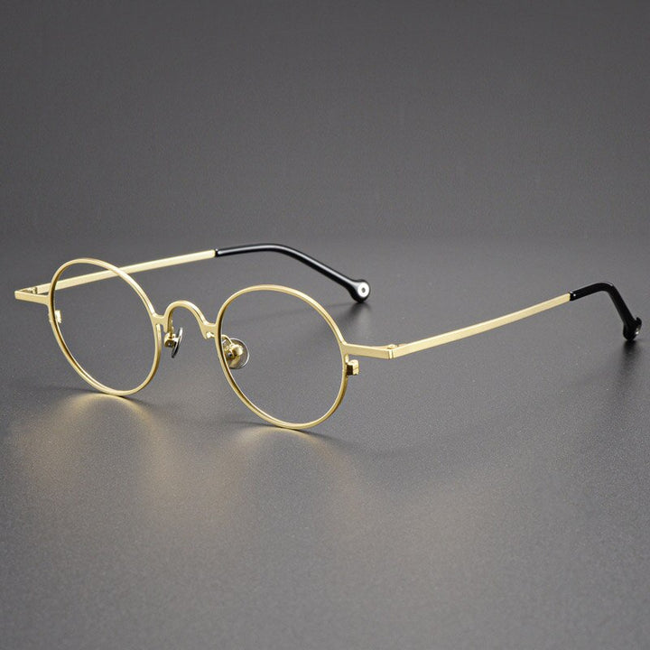 Yujo Unisex Full Rim Small 43mm Round Alloy Eyeglasses Y069 Full Rim Yujo